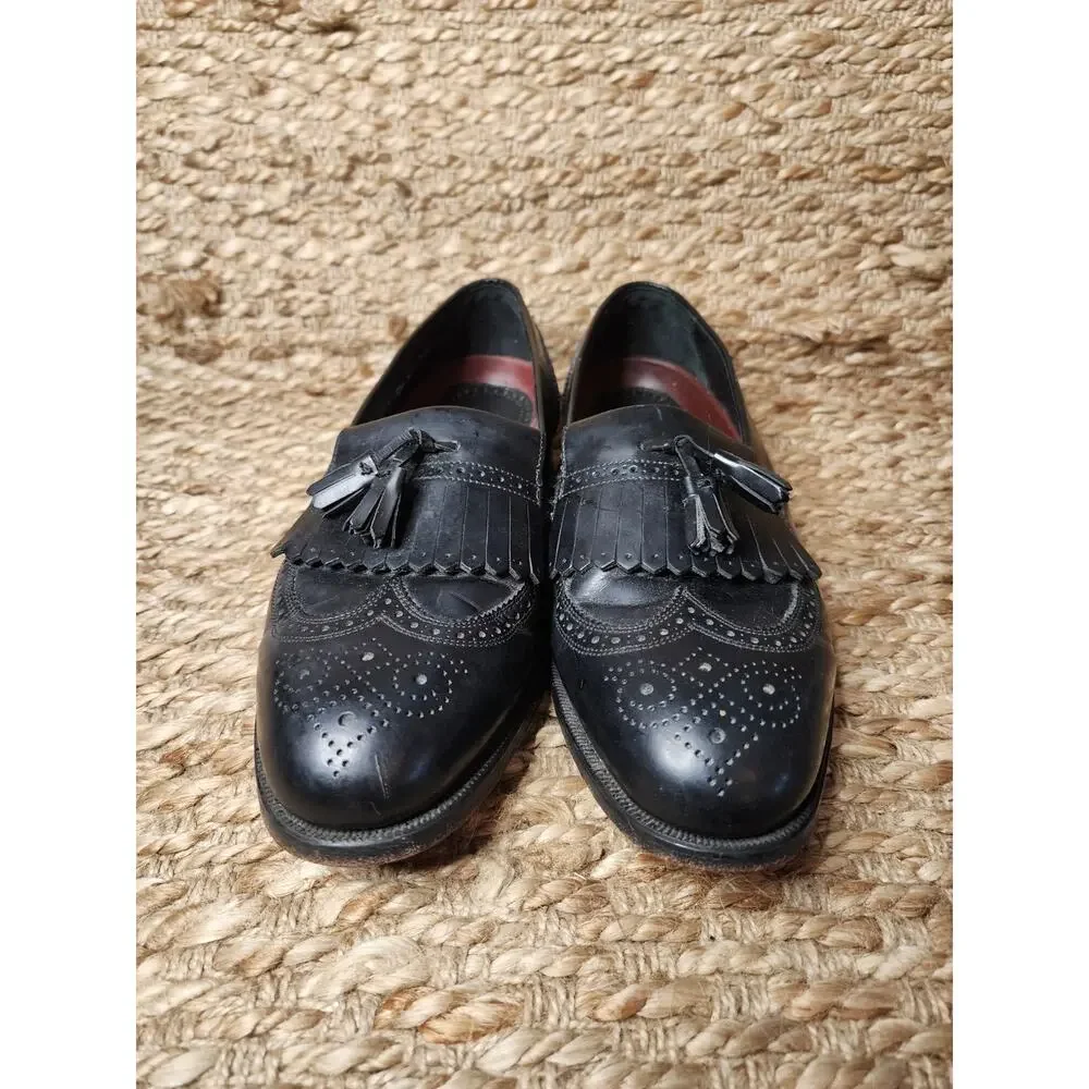 Florsheim Imperial Dress Shoes Men's Sz. 10 Black Wingtip Leather Loafers